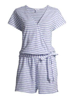 TIME AND TRU GREY AND WHITE WOMEN`S KNIT ROMPER
